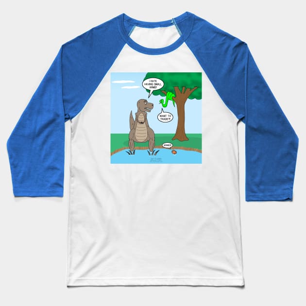 T-Rex Lament Baseball T-Shirt by OutToLunch